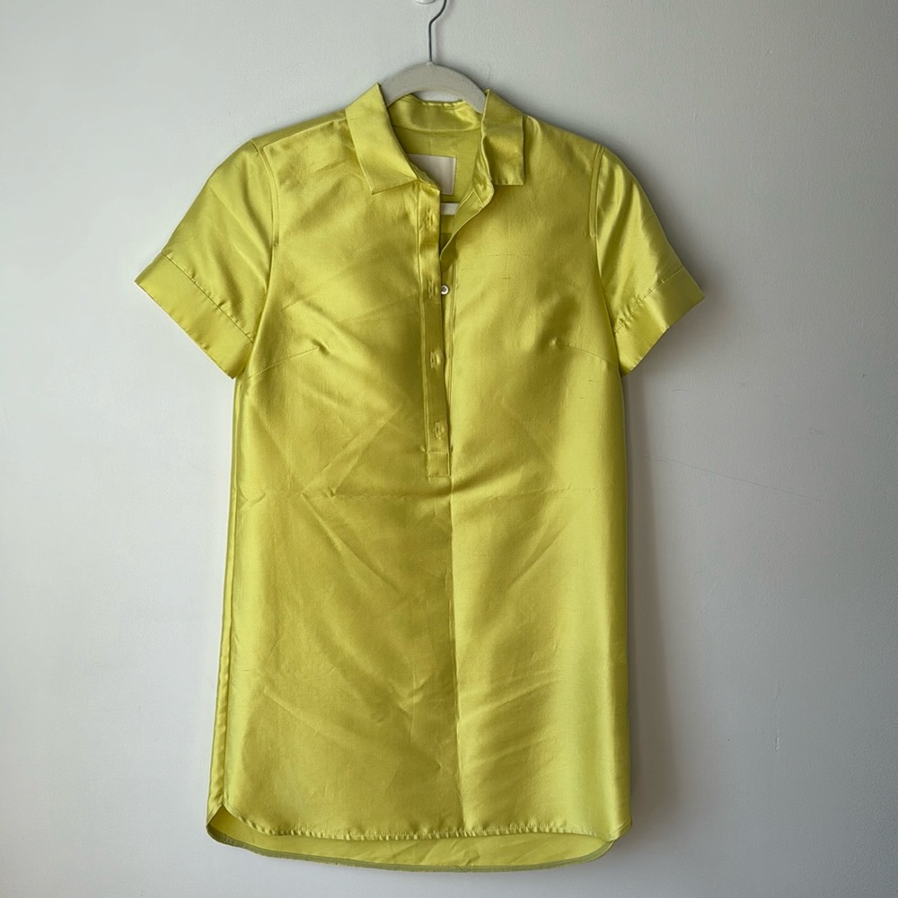 JCrew Collection Green Silk Shirt Dress